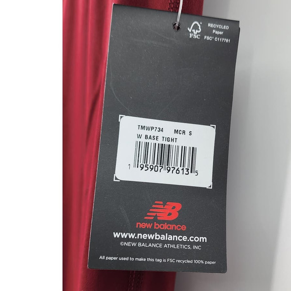 NEW NWT New Balance Dry Red Full Length Base Tights Size Small Training Gym - Picture 7 of 8